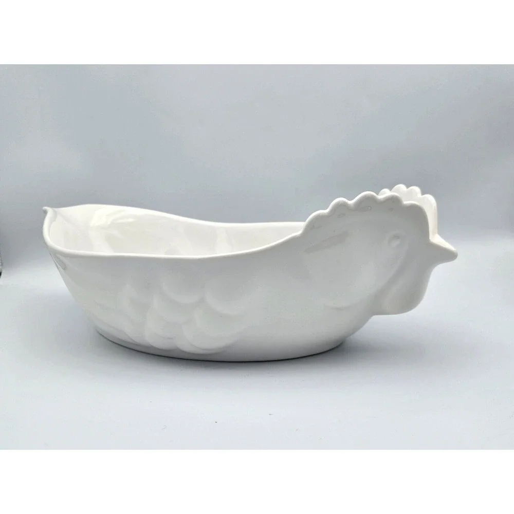 Revol France Large Chicken Shaped Casserole Serving Baking Dish White P12 13.5